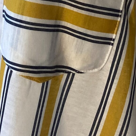 Eden & Olivia SZ 3X NWT Knit Pullover Yellow & Navy Stripe top roll tab sleeve - Picture 10 of 10